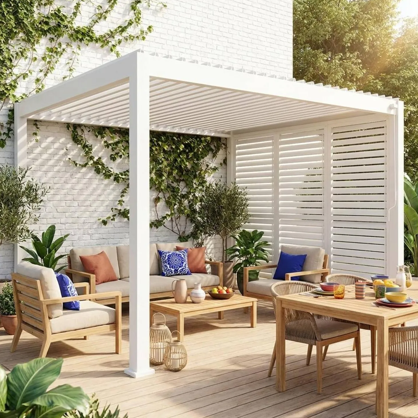 Louvered pergola Triomphe 3x4m + 3 adjustable slat louvers 100cm