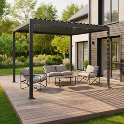 Louvered pergola with rounded legs aluminium 3x3m