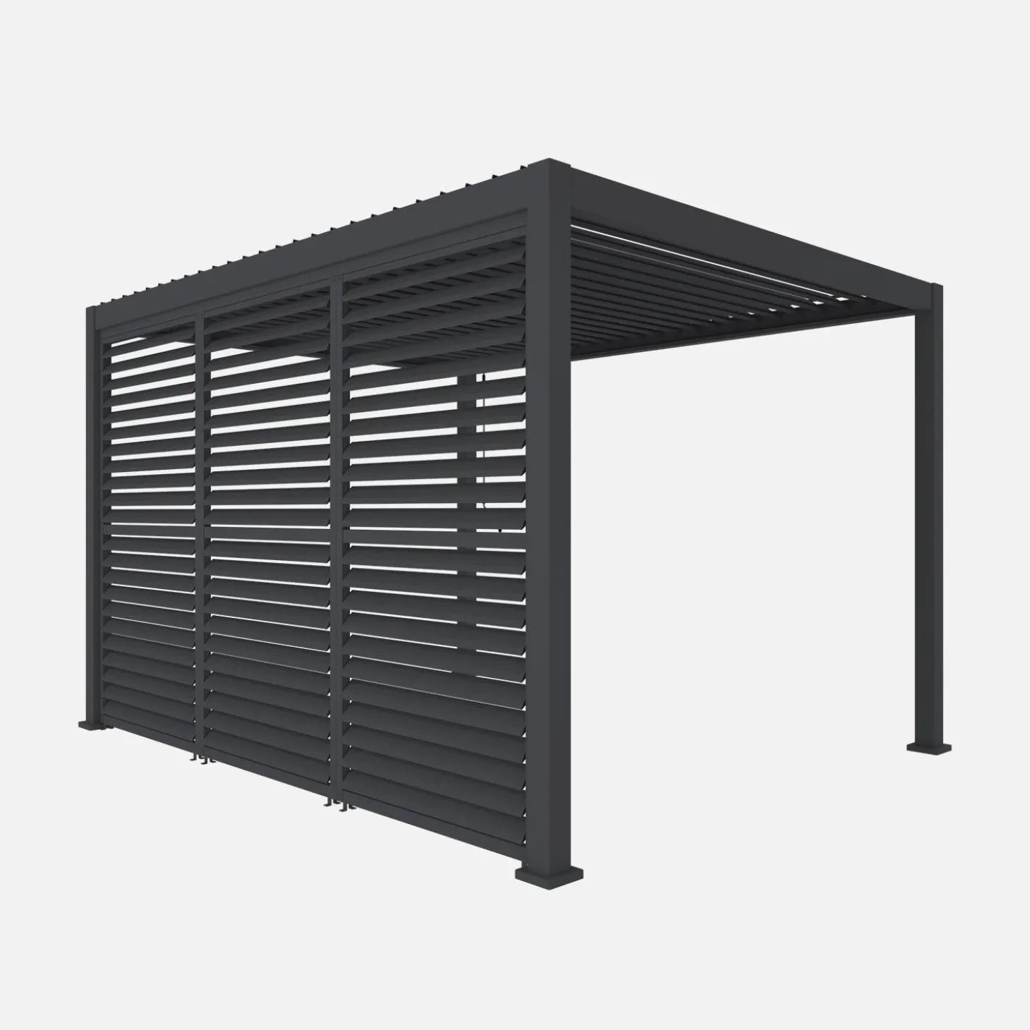 Louvered pergola 4x3m and 3 adjustable slat louvers 130cm