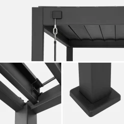Louvered pergola 4x3m and 3 adjustable slat louvers 130cm