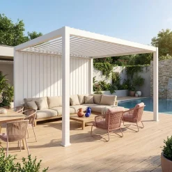 Louvered pergola 4x3m and 4m vertical adjustable louver panel