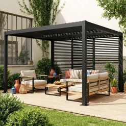 Louvered pergola 4x3m + 3 130 cm adjustable slat louver panels