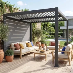 Louvered pergola 3 x 3 m with a 3m blind