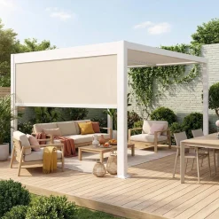 Louvered pergola 3 x 3 m with a 3m blind