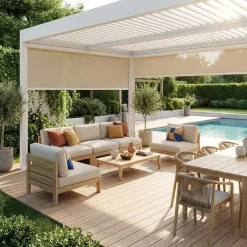 Louvered pergola 4 x 3m with 2 3m blinds and a 4m blind
