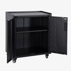 Low storage cabinet for garages with 2 doors