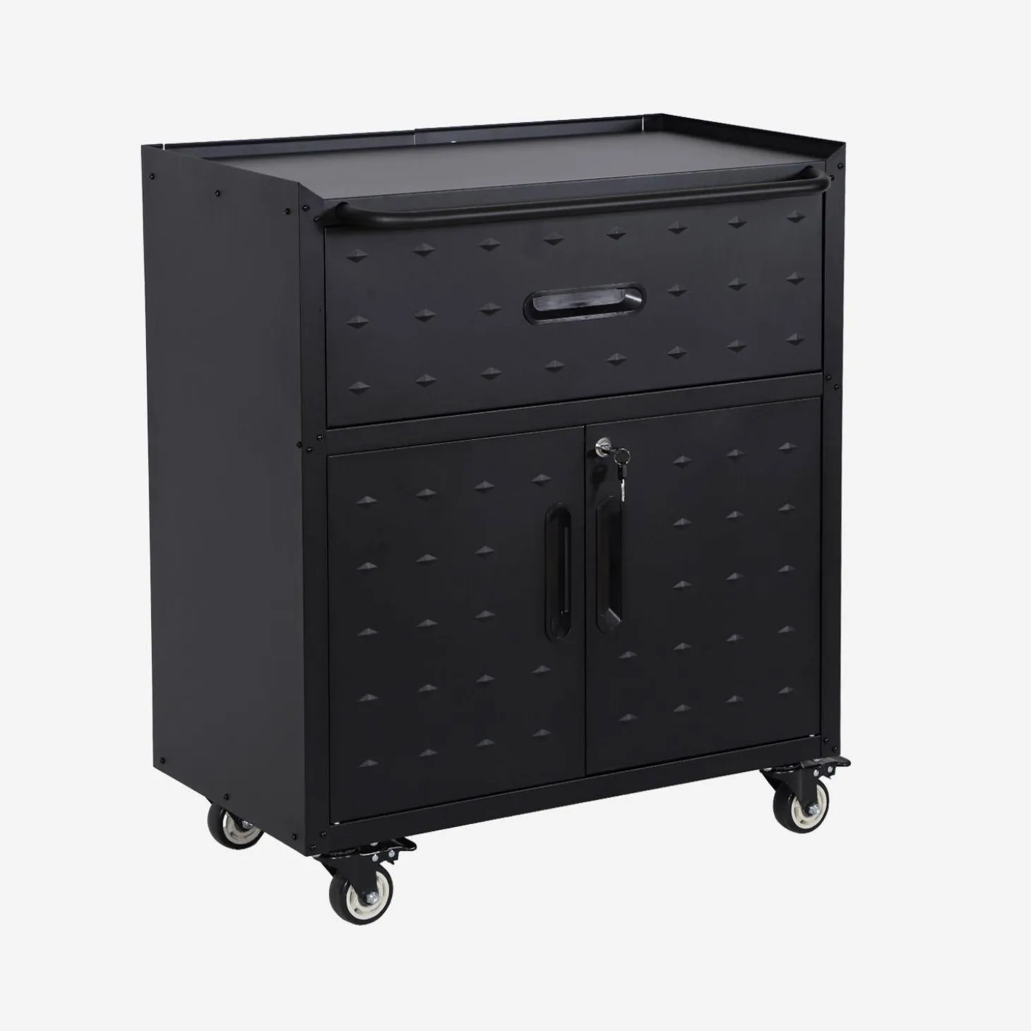 Low storage cabinet for garages with 1 drawer and 2 doors
