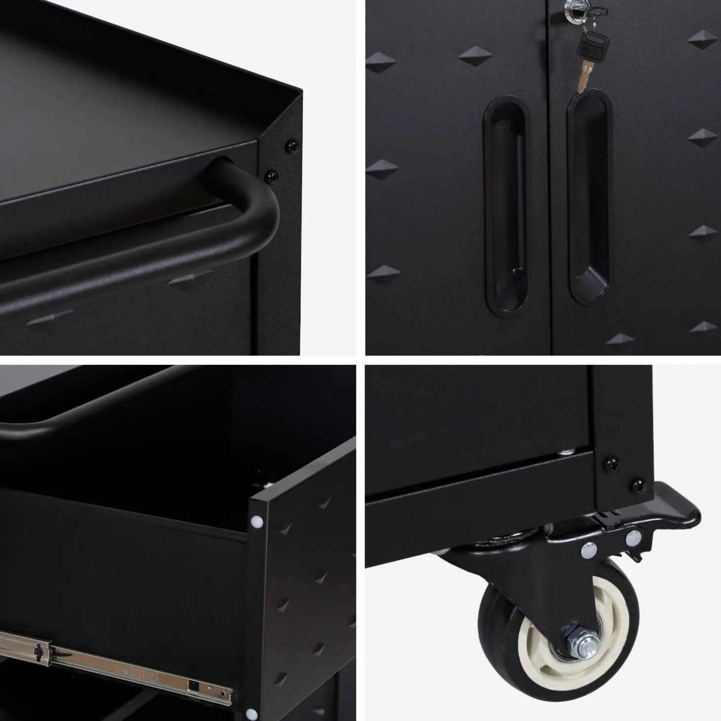 Low storage cabinet for garages with 1 drawer and 2 doors