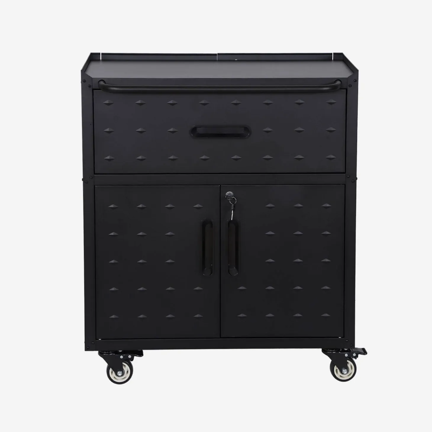 Low storage cabinet for garages with 1 drawer and 2 doors