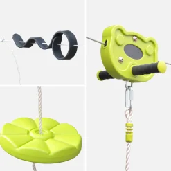 30m children's zip line with disc swing