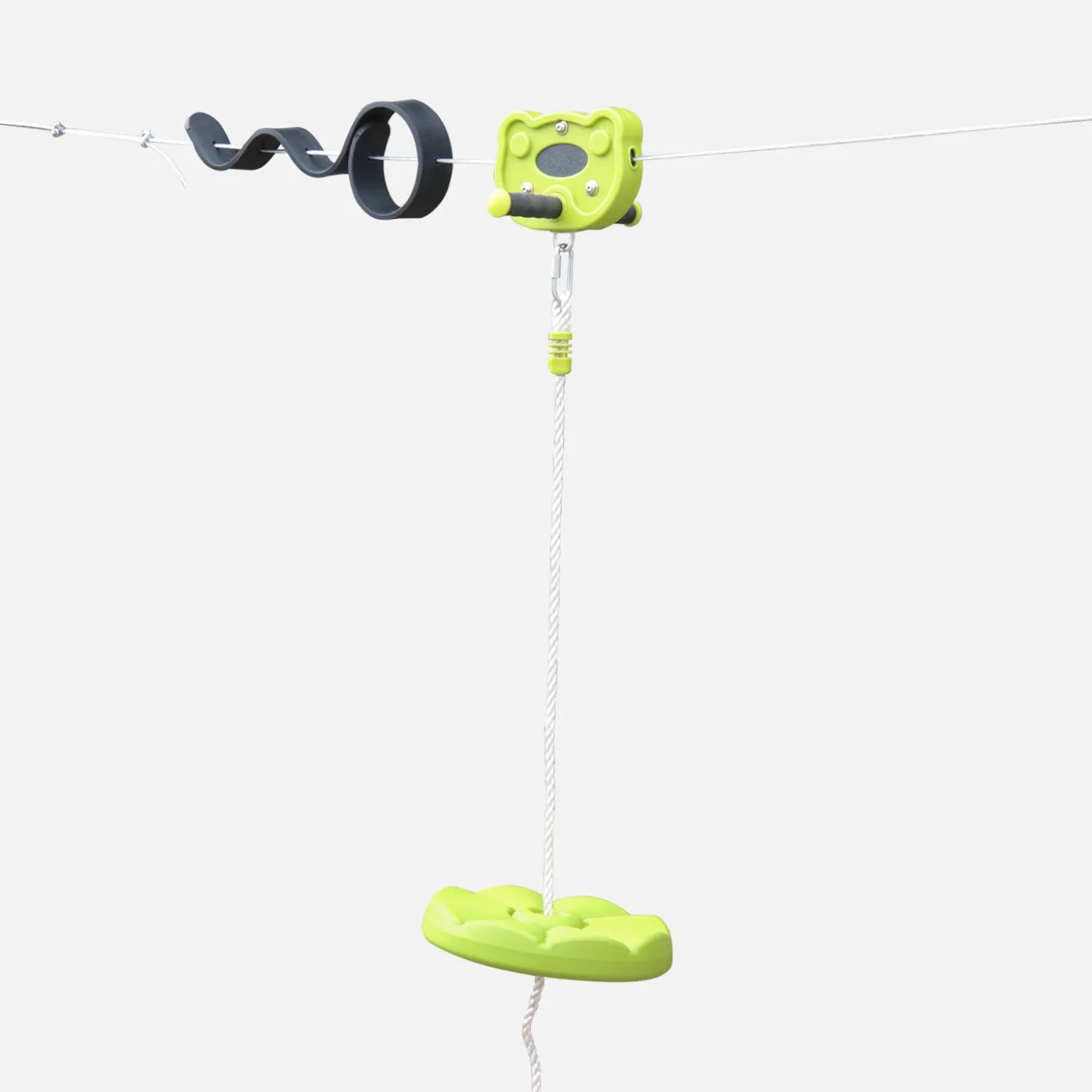 30m children's zip line with disc swing