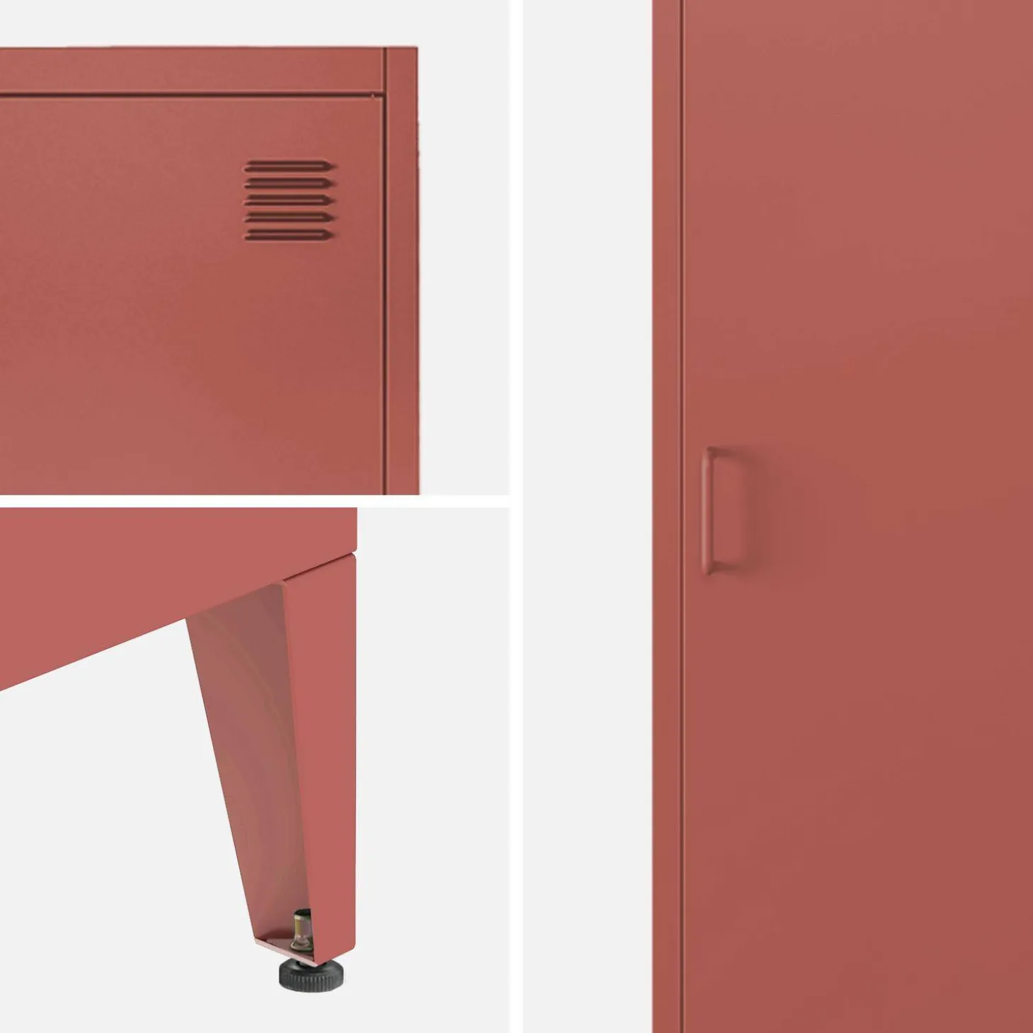 Metal cabinet/locker with 4 storage compartments, industrial-style
