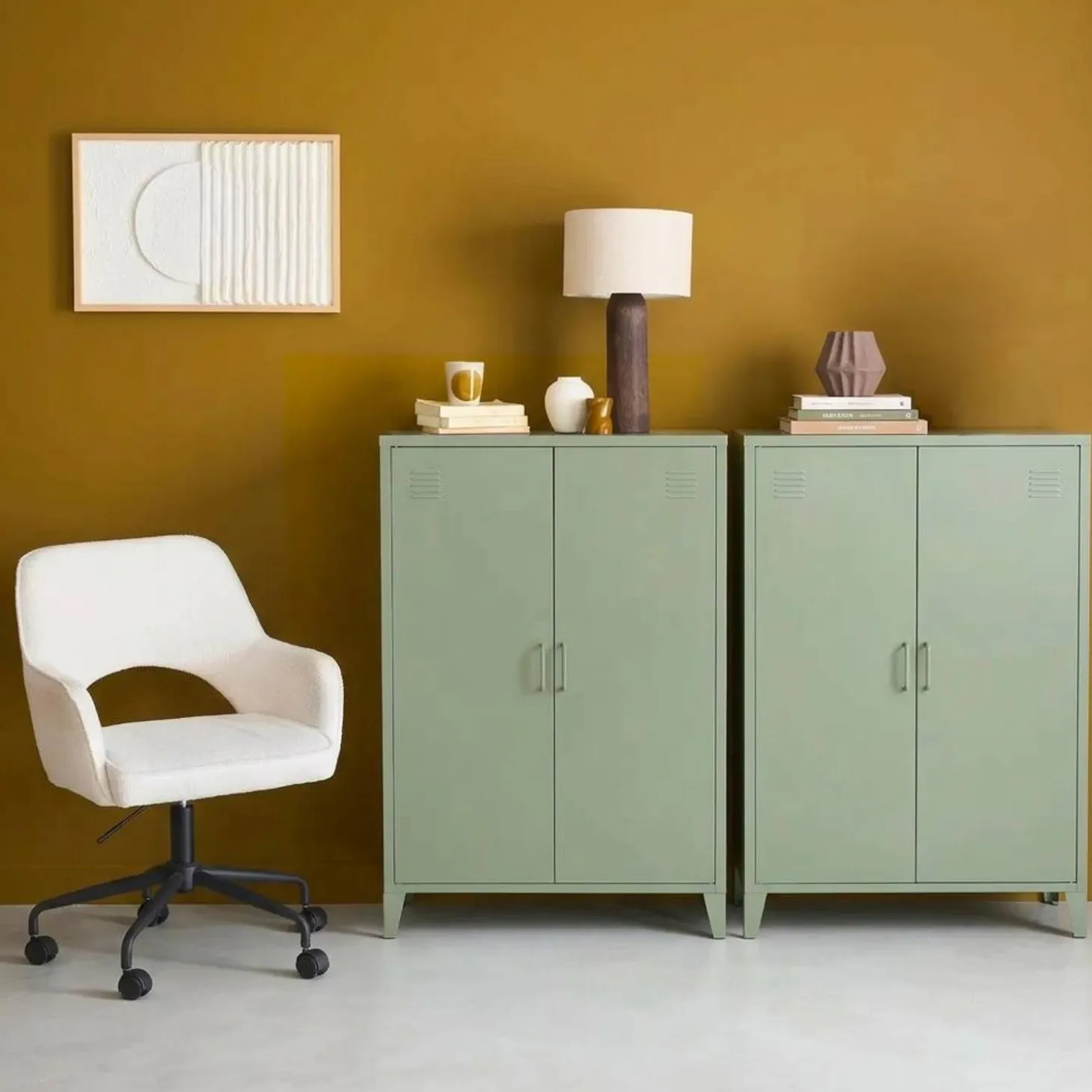 Metal chest of drawers with 2 doors (set of 2)