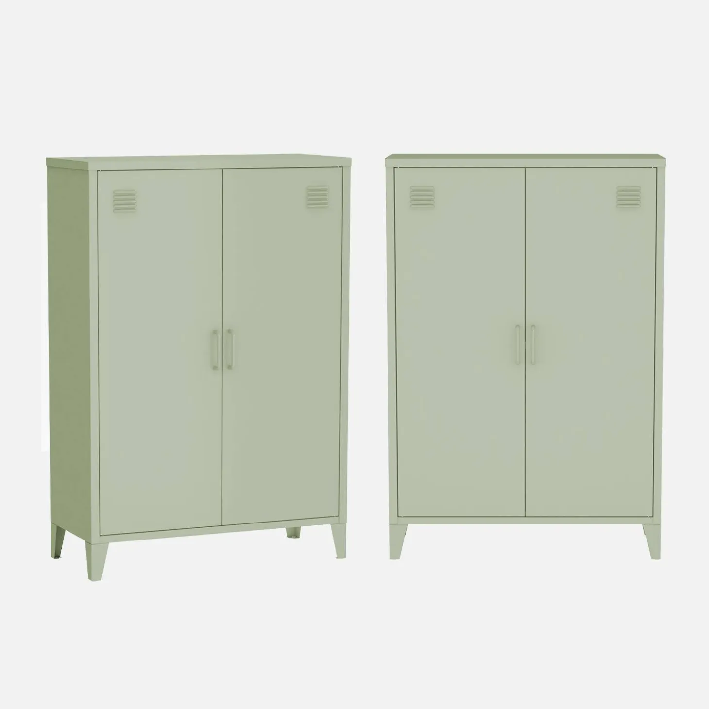 Metal chest of drawers with 2 doors (set of 2)