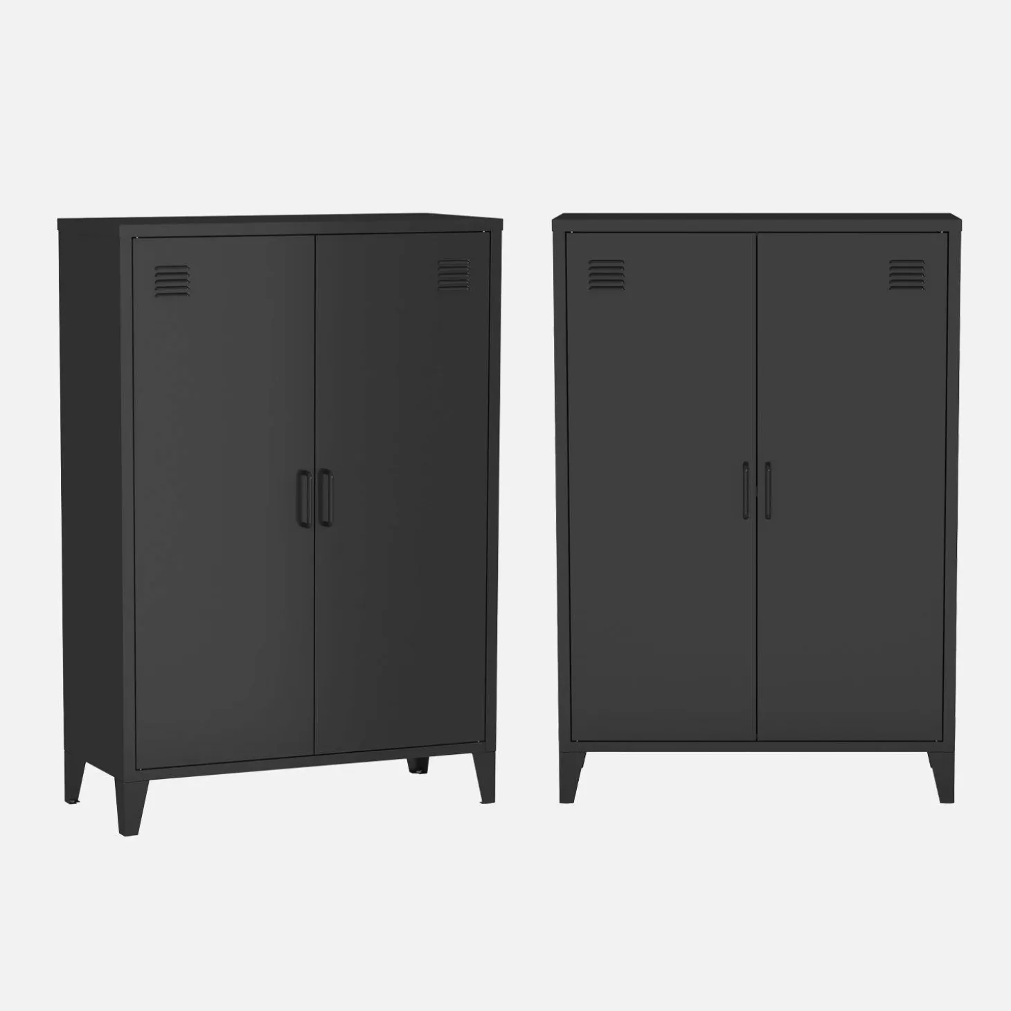 Metal chest of drawers with 2 doors (set of 2)