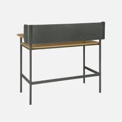 Metal desk with wood decor 3 niches