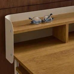 Metal desk with wood decor 3 niches