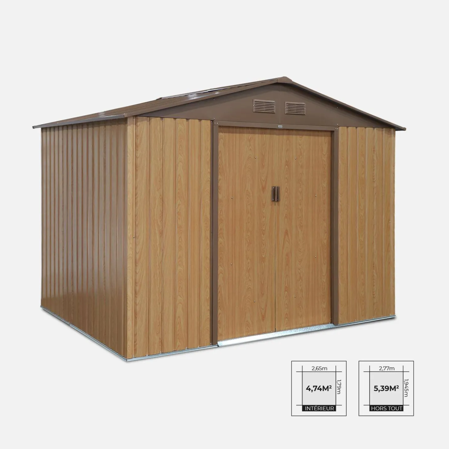 Metal garden shed 5.29m² with anchoring kit