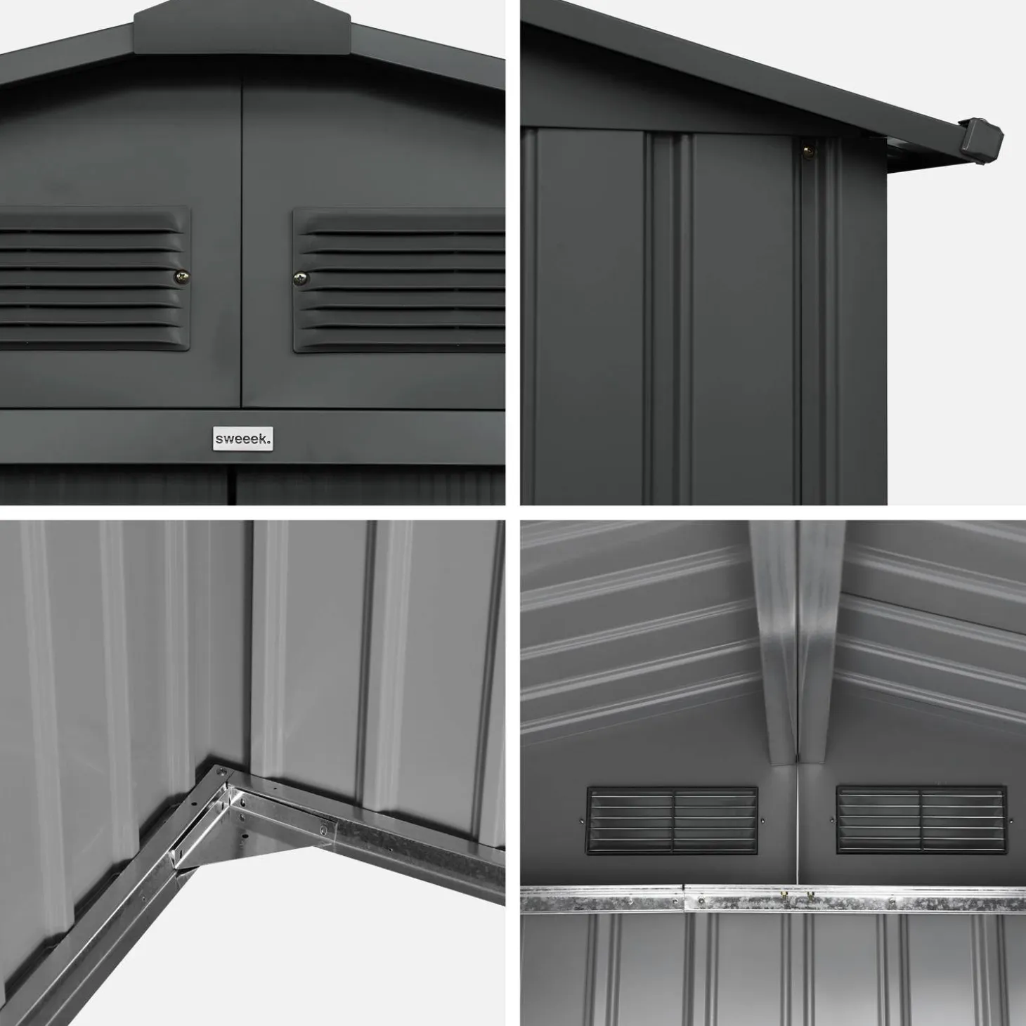 Metal garden shed 5.29m² with anchoring kit