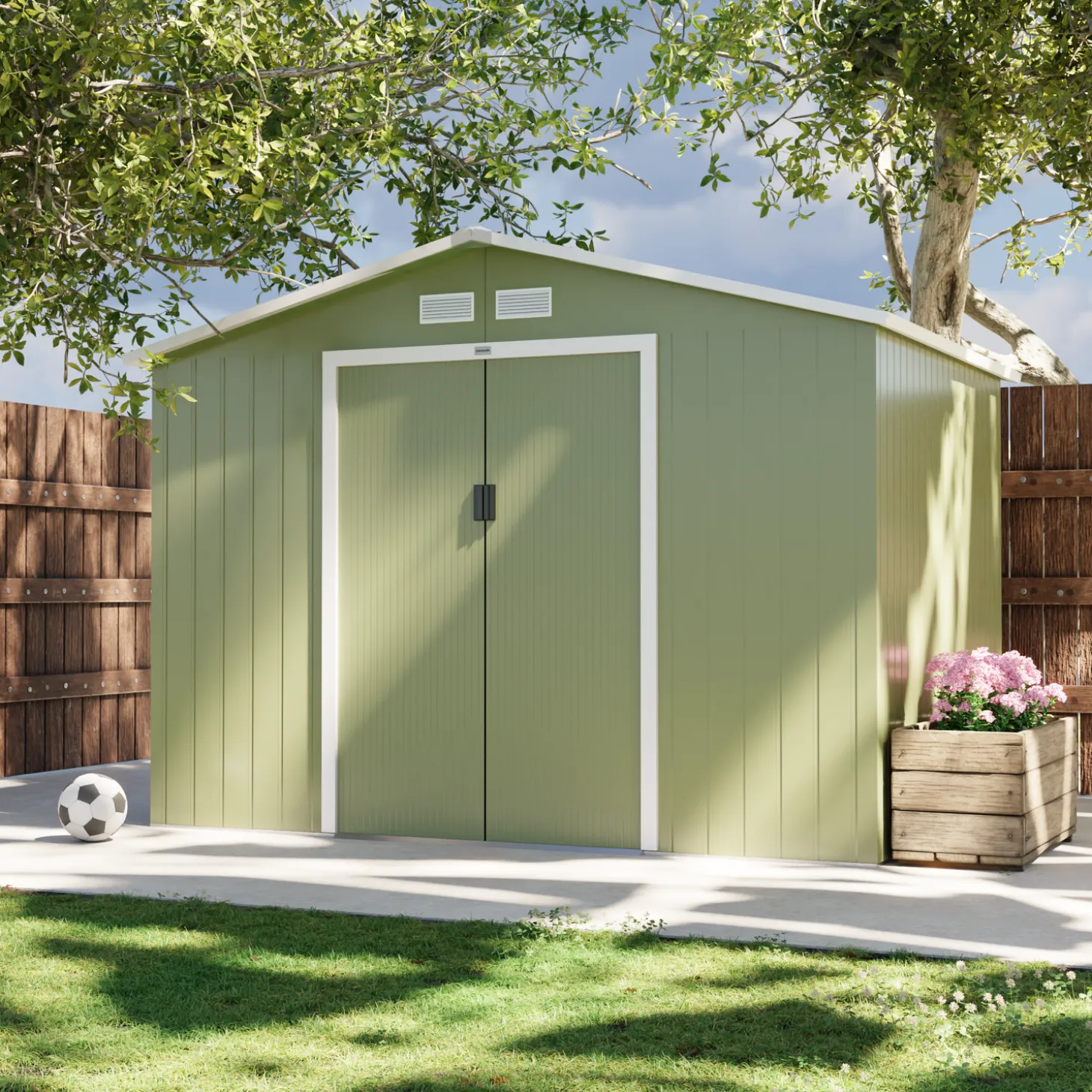 Metal garden shed 5.29m² with anchoring kit