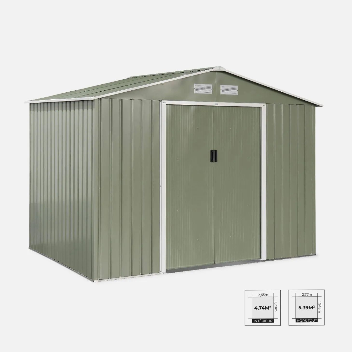 Metal garden shed 5.29m² with anchoring kit