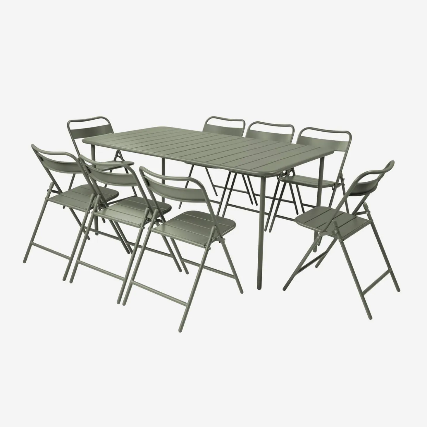 Metal garden table + 8 chairs