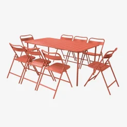 Metal garden table + 8 chairs