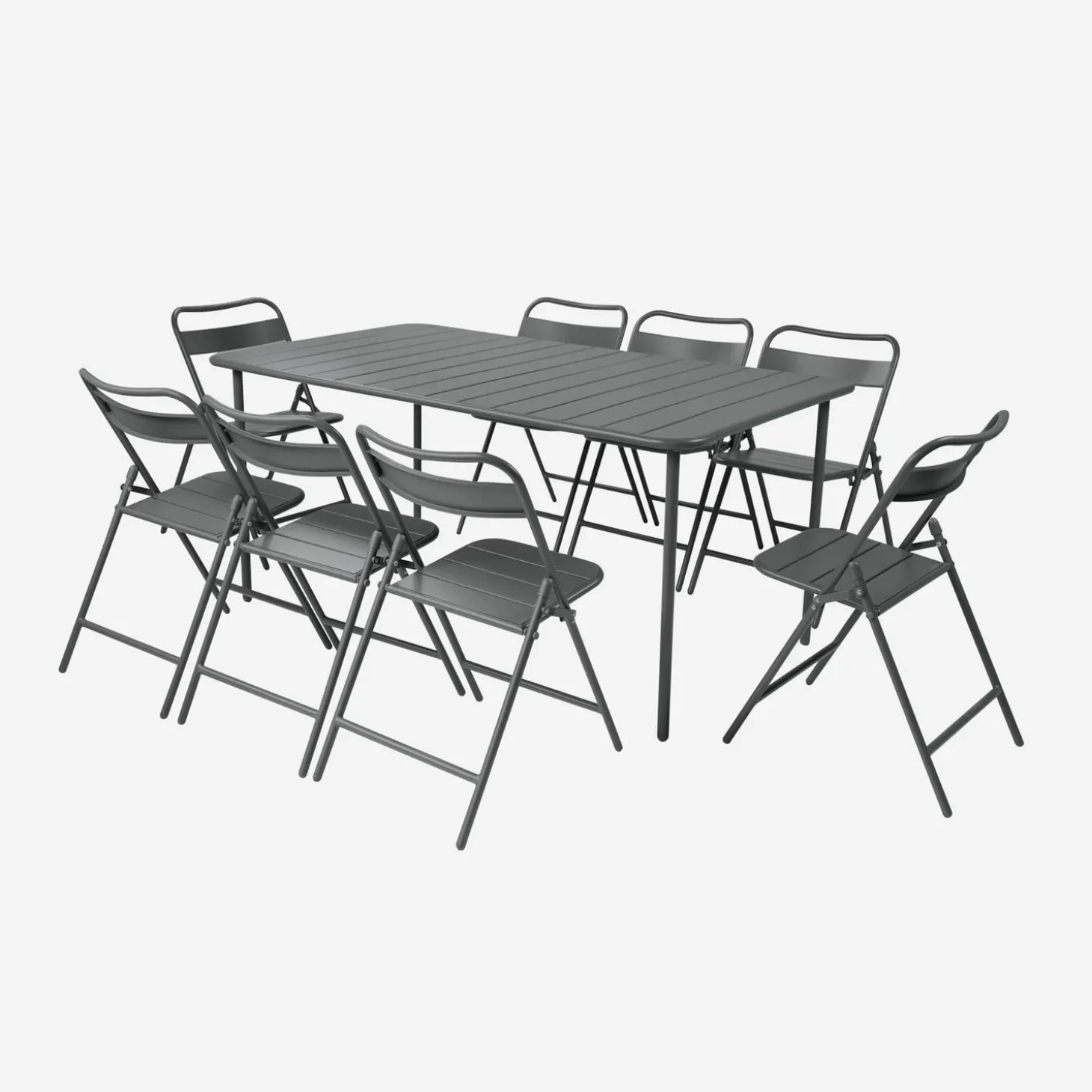 Metal garden table + 8 chairs