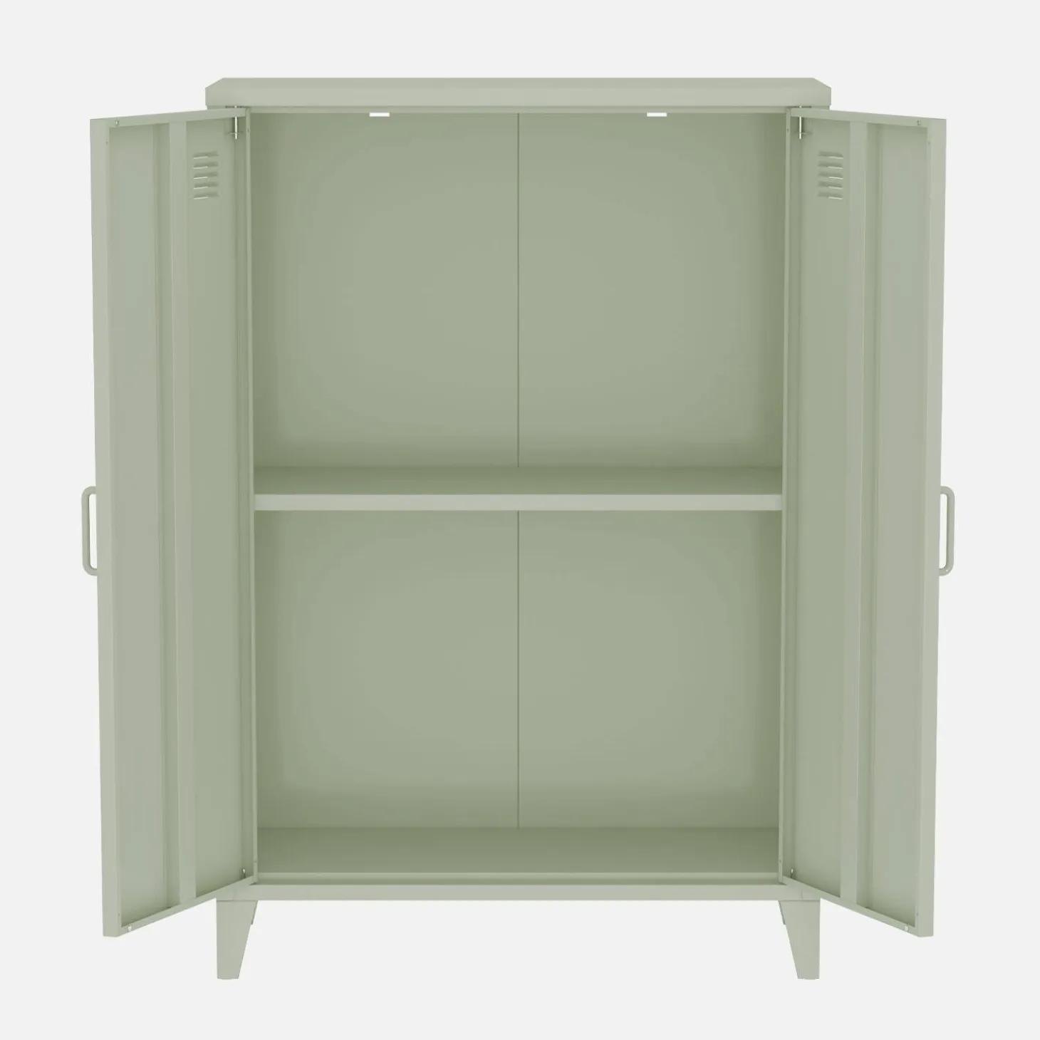 Metal sideboard cabinet with 2 storage compartments, industrial-style