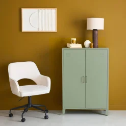 Metal sideboard cabinet with 2 storage compartments, industrial-style