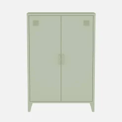 Metal sideboard cabinet with 2 storage compartments, industrial-style