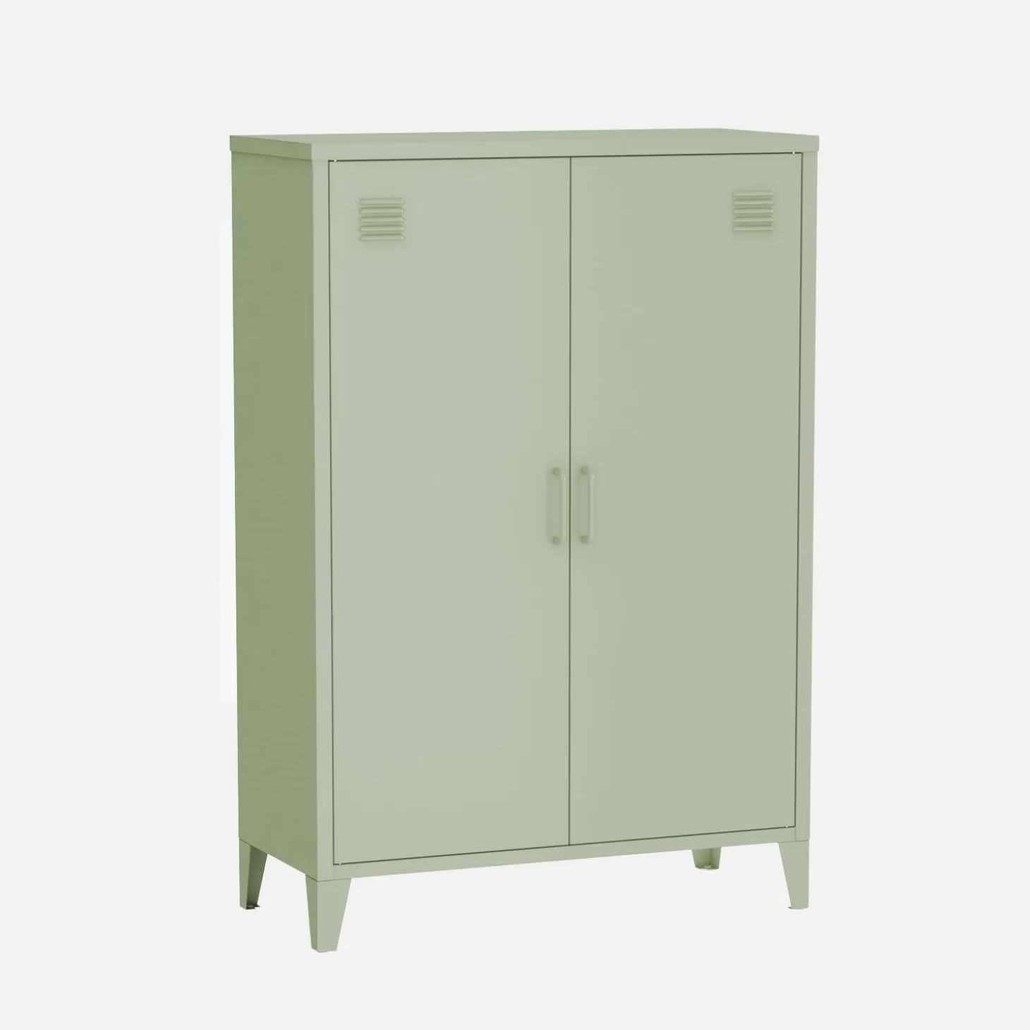 Metal sideboard cabinet with 2 storage compartments, industrial-style