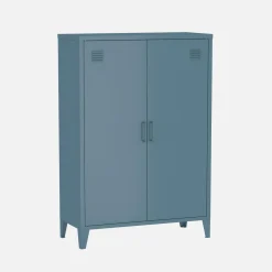 Metal sideboard cabinet with 2 storage compartments, industrial-style