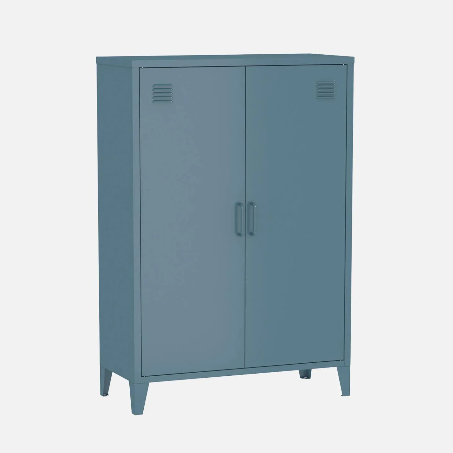 Metal sideboard cabinet with 2 storage compartments, industrial-style