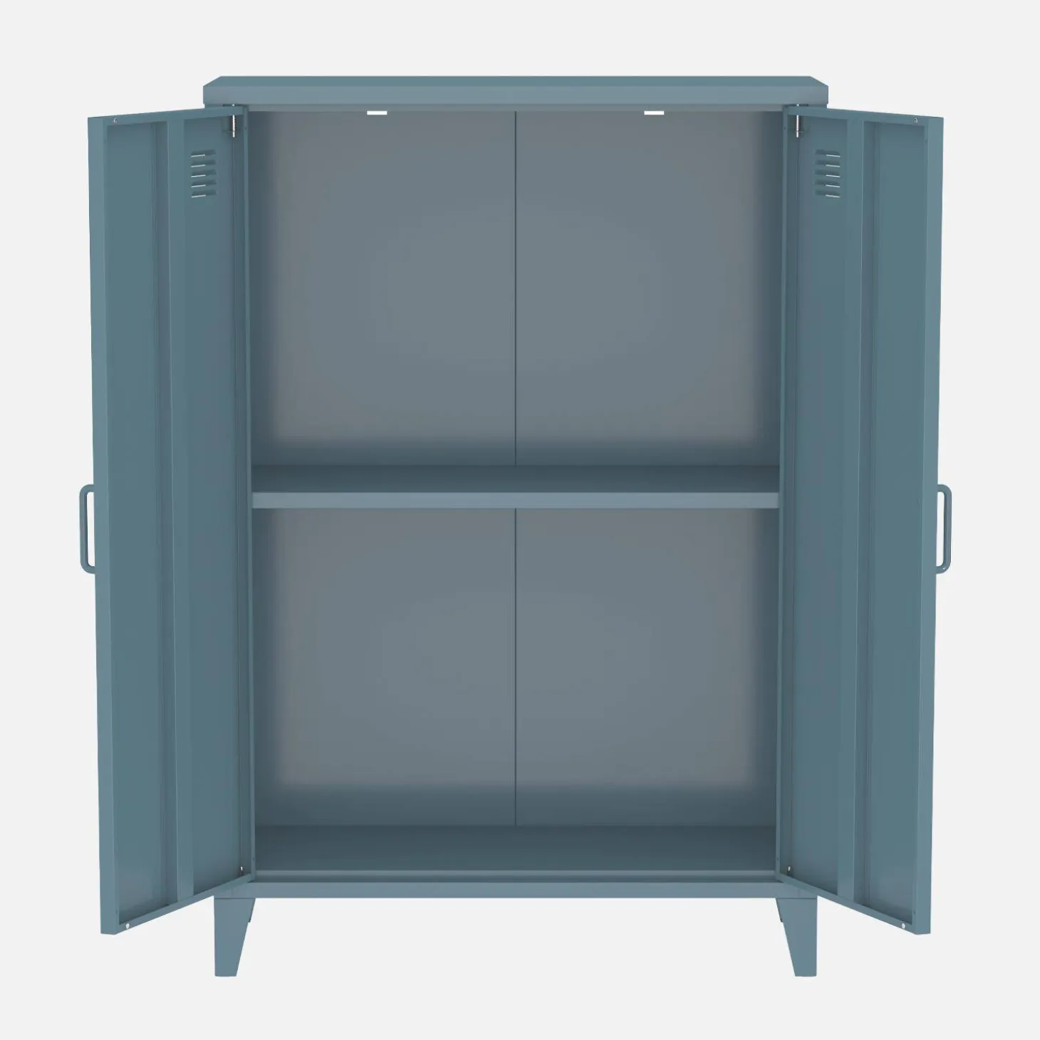 Metal sideboard cabinet with 2 storage compartments, industrial-style