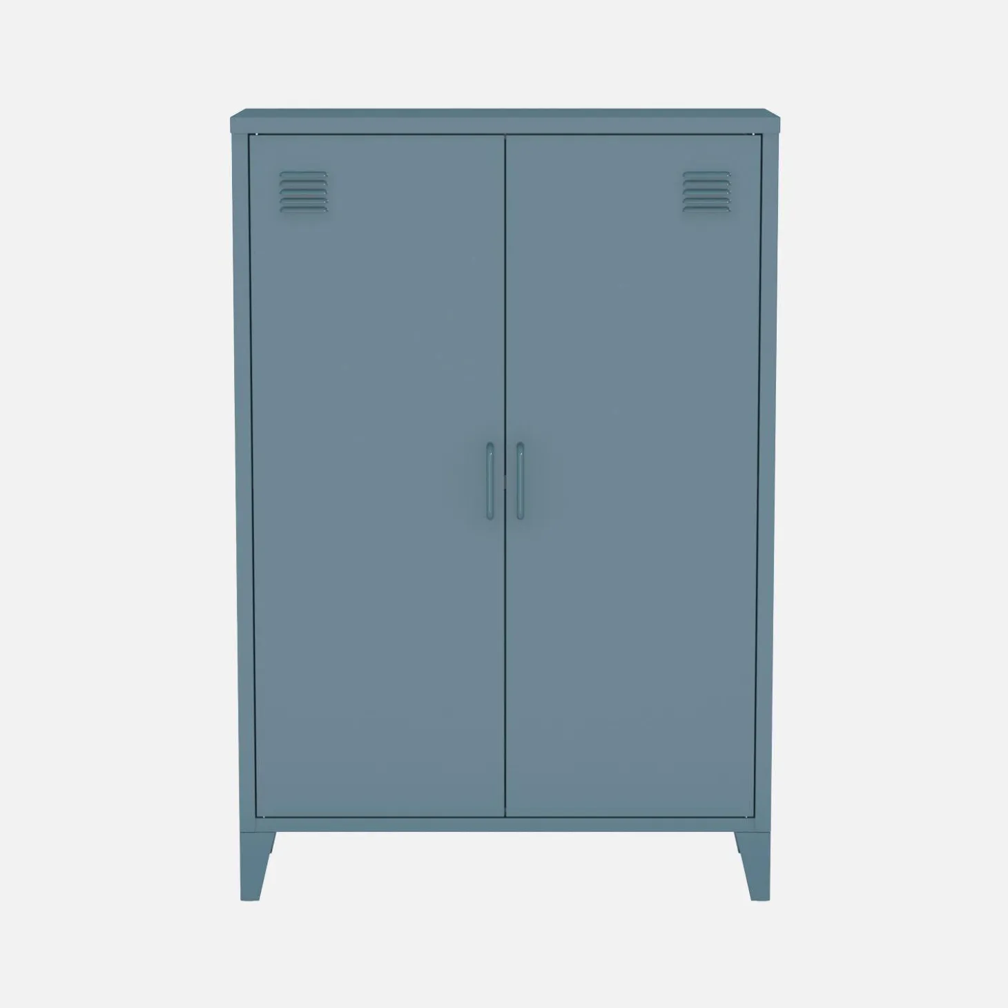 Metal sideboard cabinet with 2 storage compartments, industrial-style