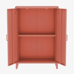 Metal sideboard cabinet with 2 storage compartments, industrial-style