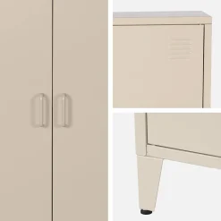 Metal sideboard cabinet with 2 storage compartments, industrial-style
