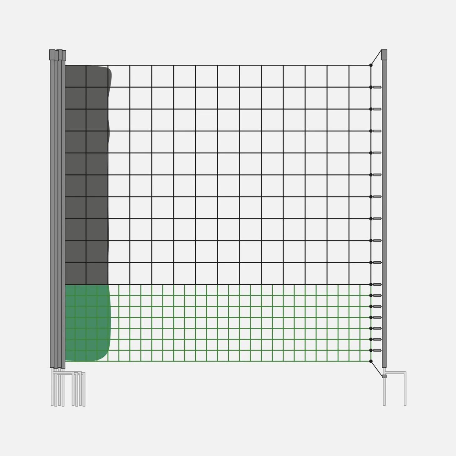 Modular net fencing kit for hens