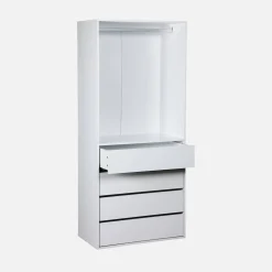 Modular open wardrobe drawer and rail unit