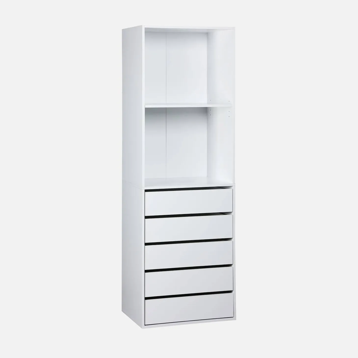 Modular open wardrobe drawer and shelf unit