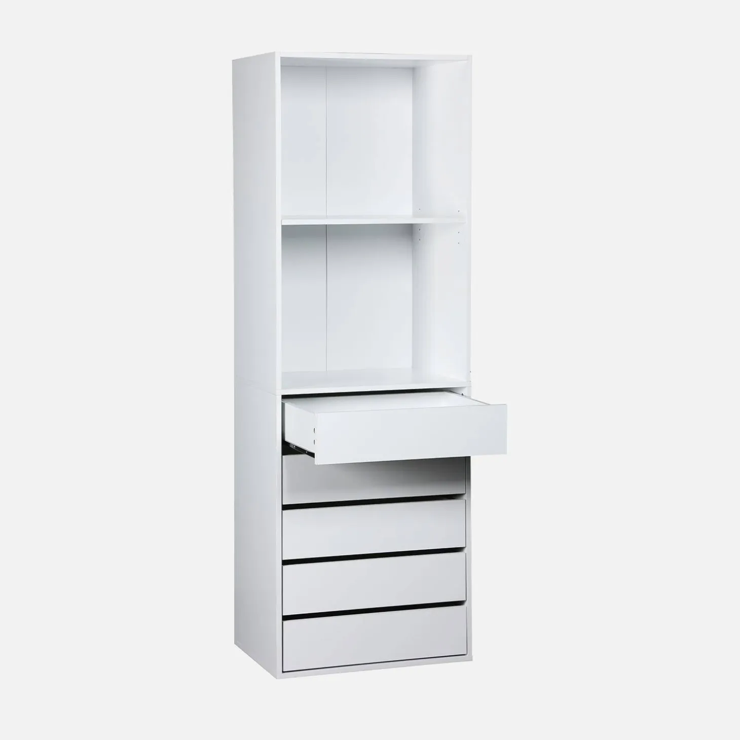 Modular open wardrobe drawer and shelf unit