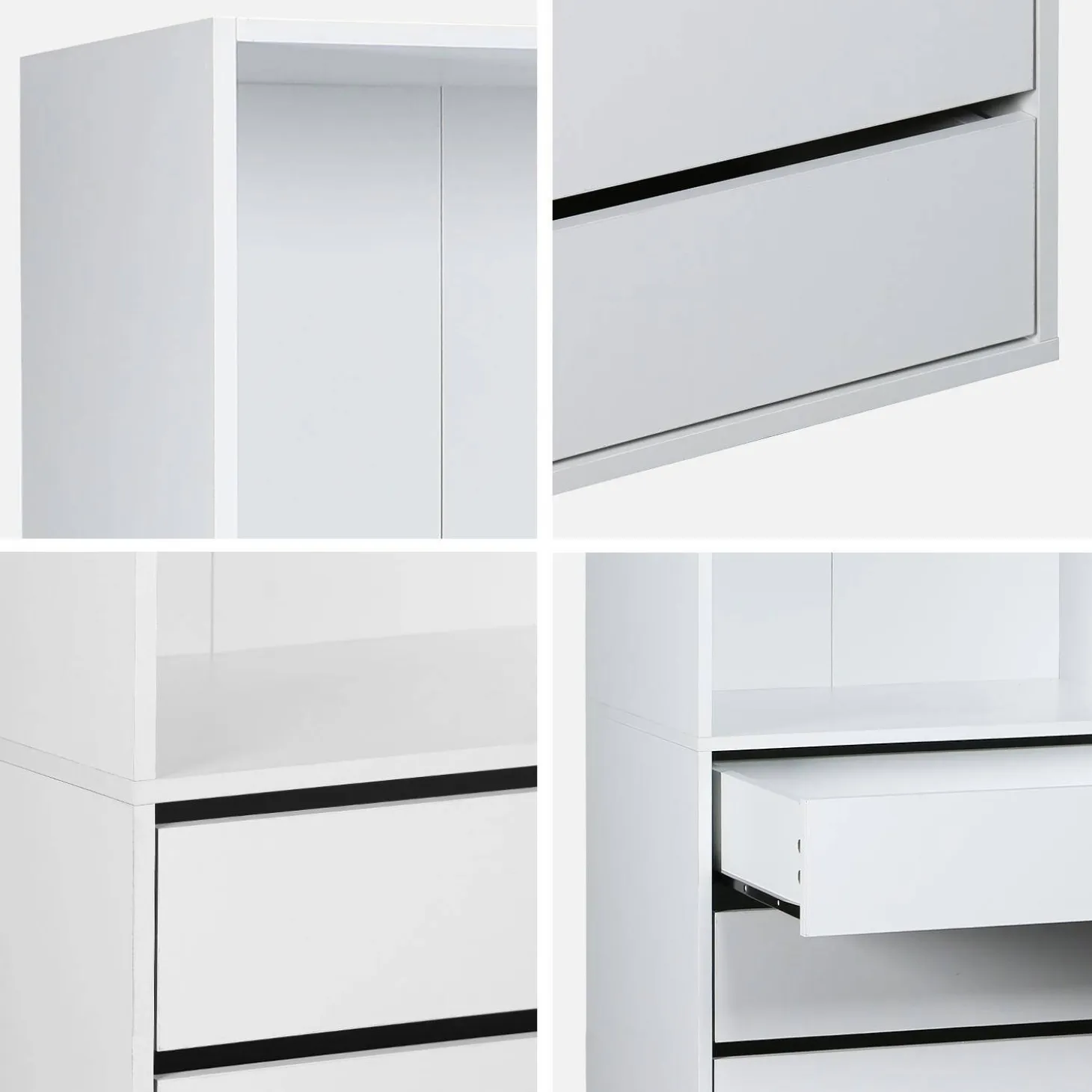 Modular open wardrobe drawer and shelf unit