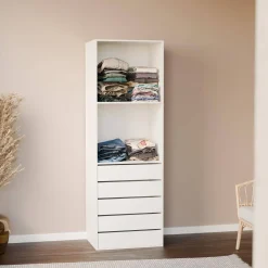 Modular open wardrobe drawer and shelf unit