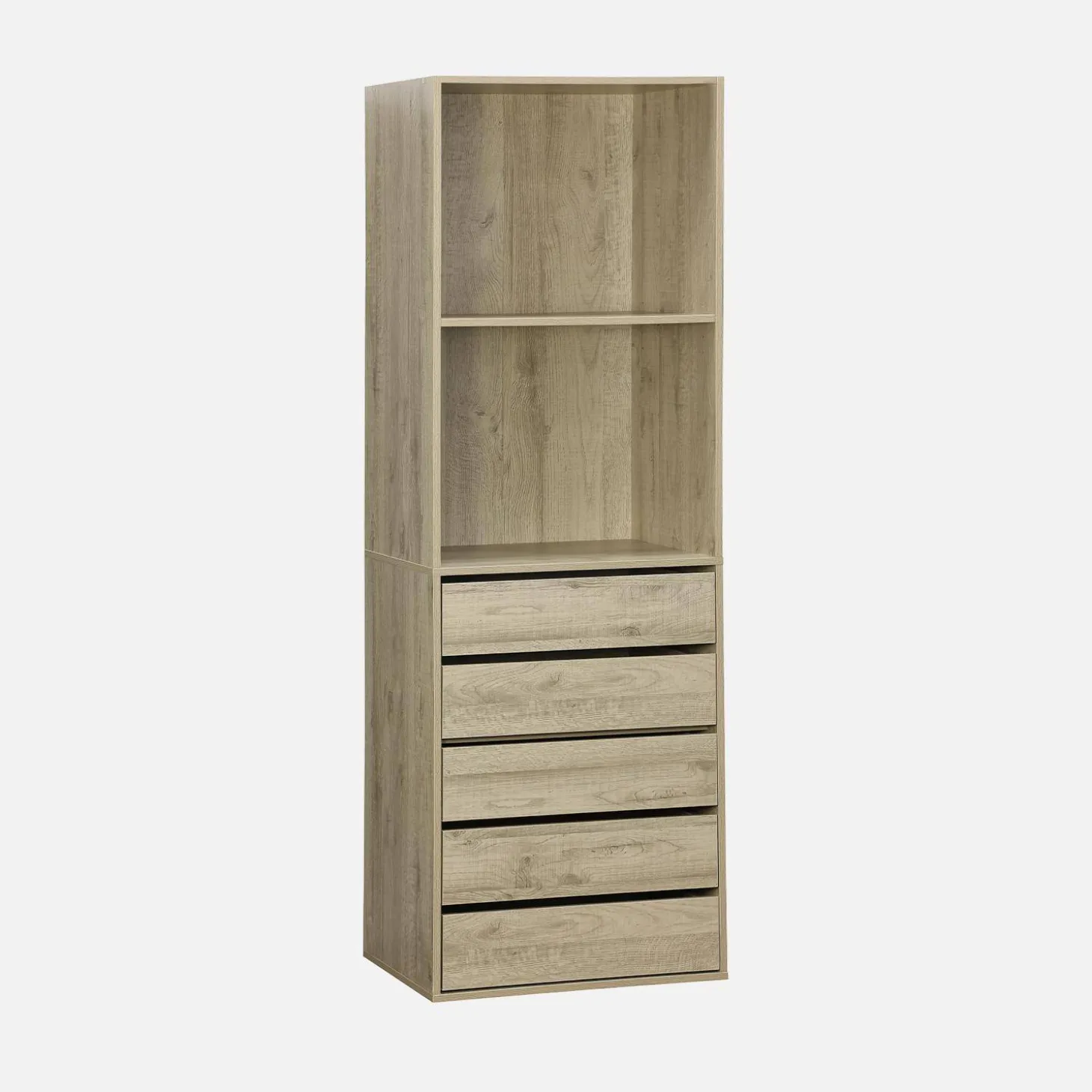 Modular open wardrobe drawer and shelf unit
