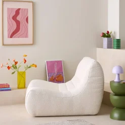 Modular scandinavian armchair in textured boucle fabric