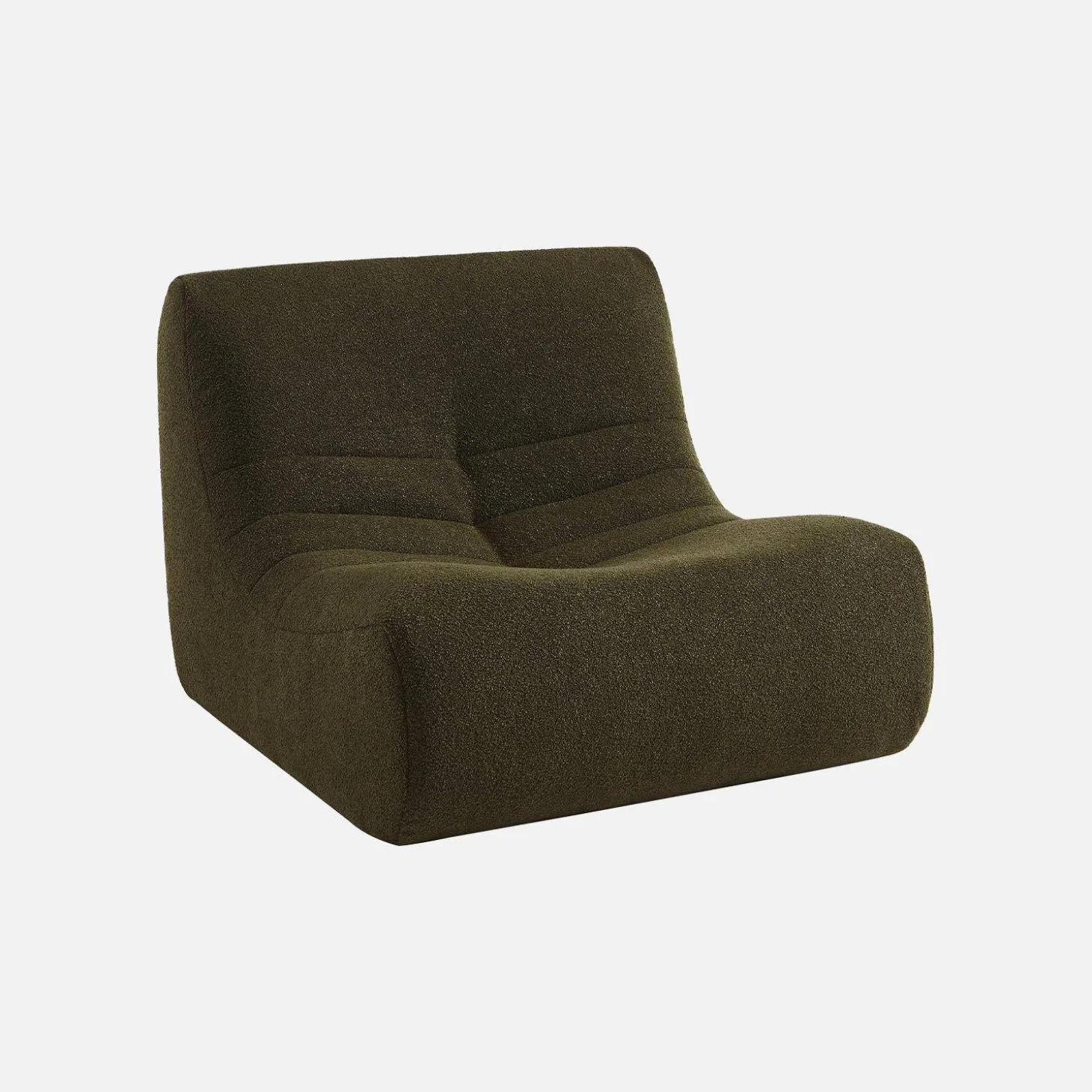 Modular scandinavian armchair in textured boucle fabric