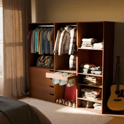 Modular wardrobe kit wood decor 3 elements