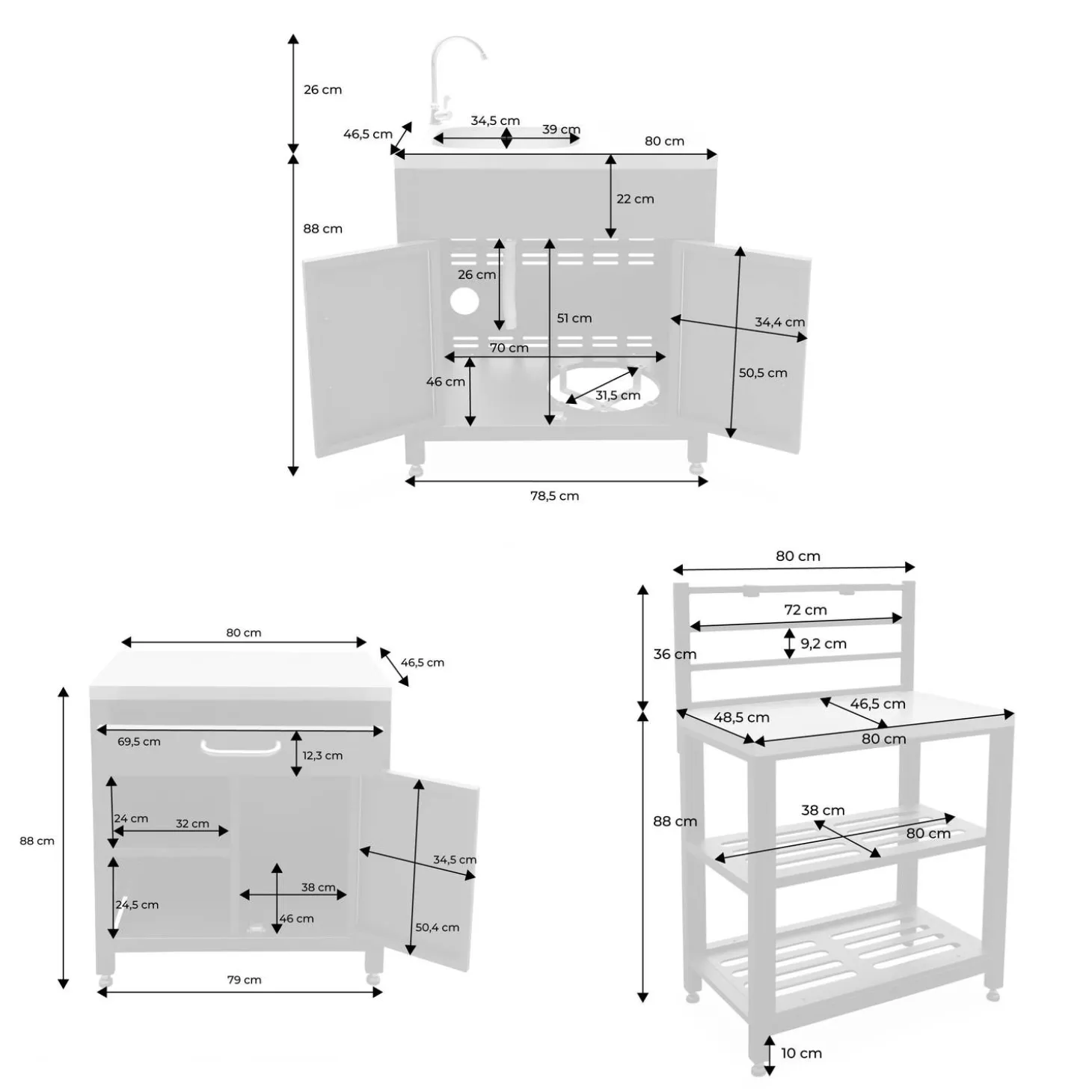 6-module stainless steel outdoor kitchen