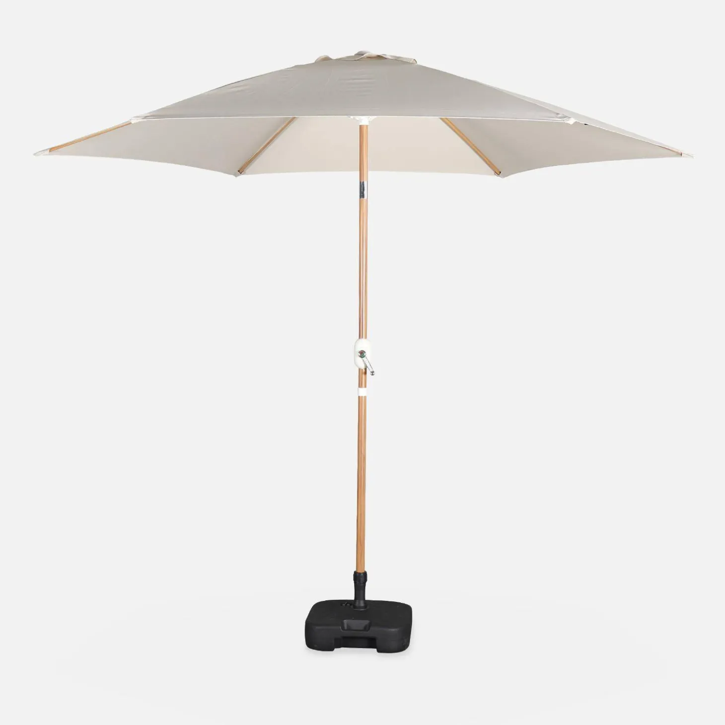 3m round center pole parasol, wood-effect pole